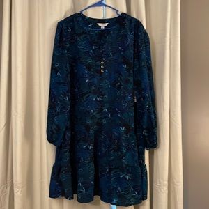 Casual navy blue and green dress